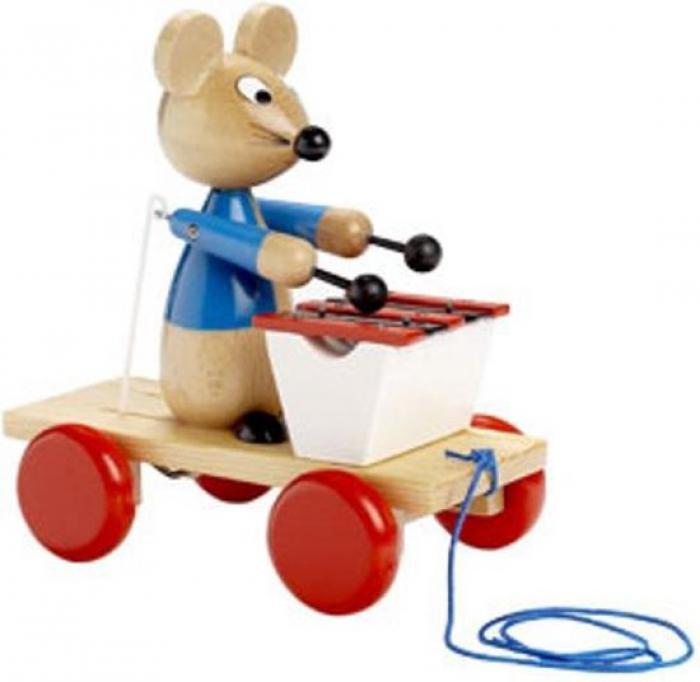 Trekfiguur gekleurde muis met xylofoon